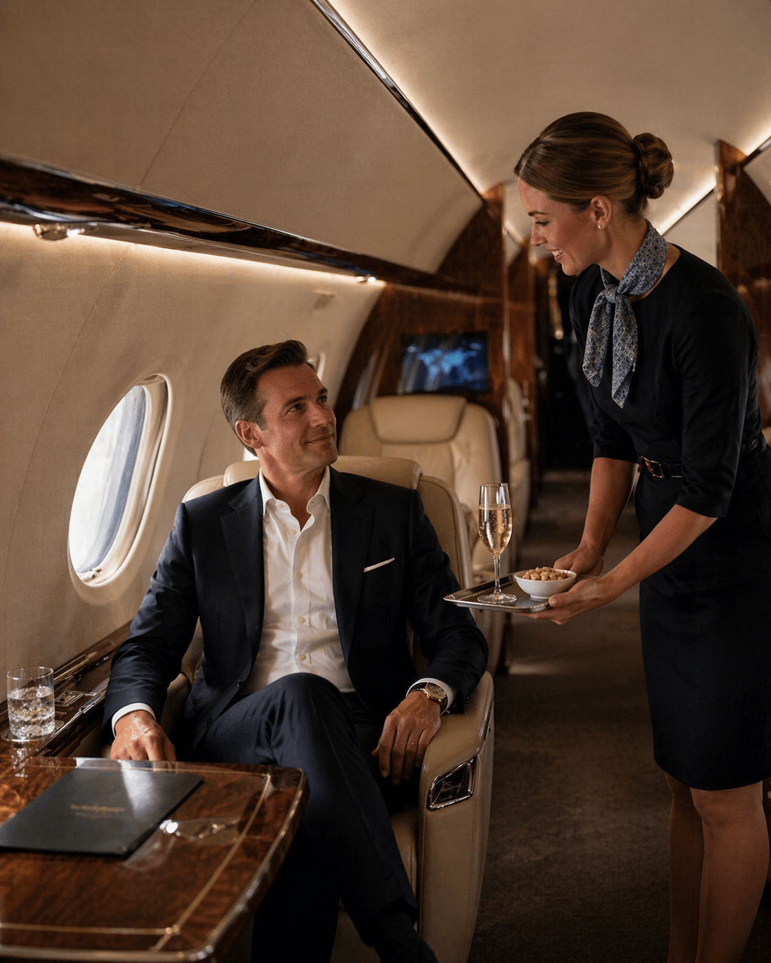 Louvani Jets cabin service onboard a private jet